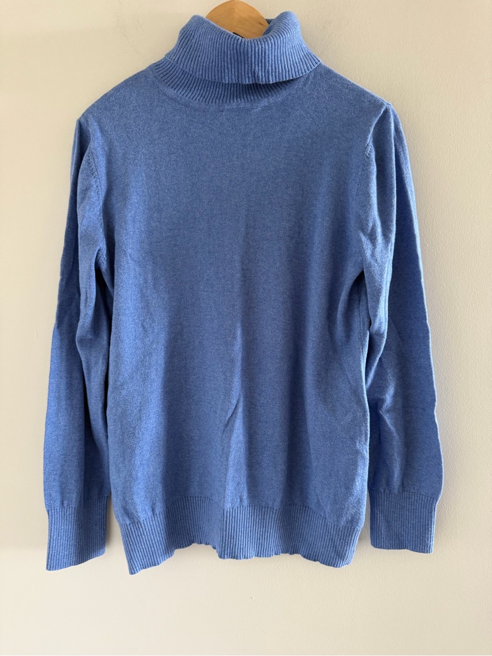 LL Bean Womens L Cotton Cashmere Turtleneck Sweater Long Sleeve Soft Coastal - Picture 2 of 9